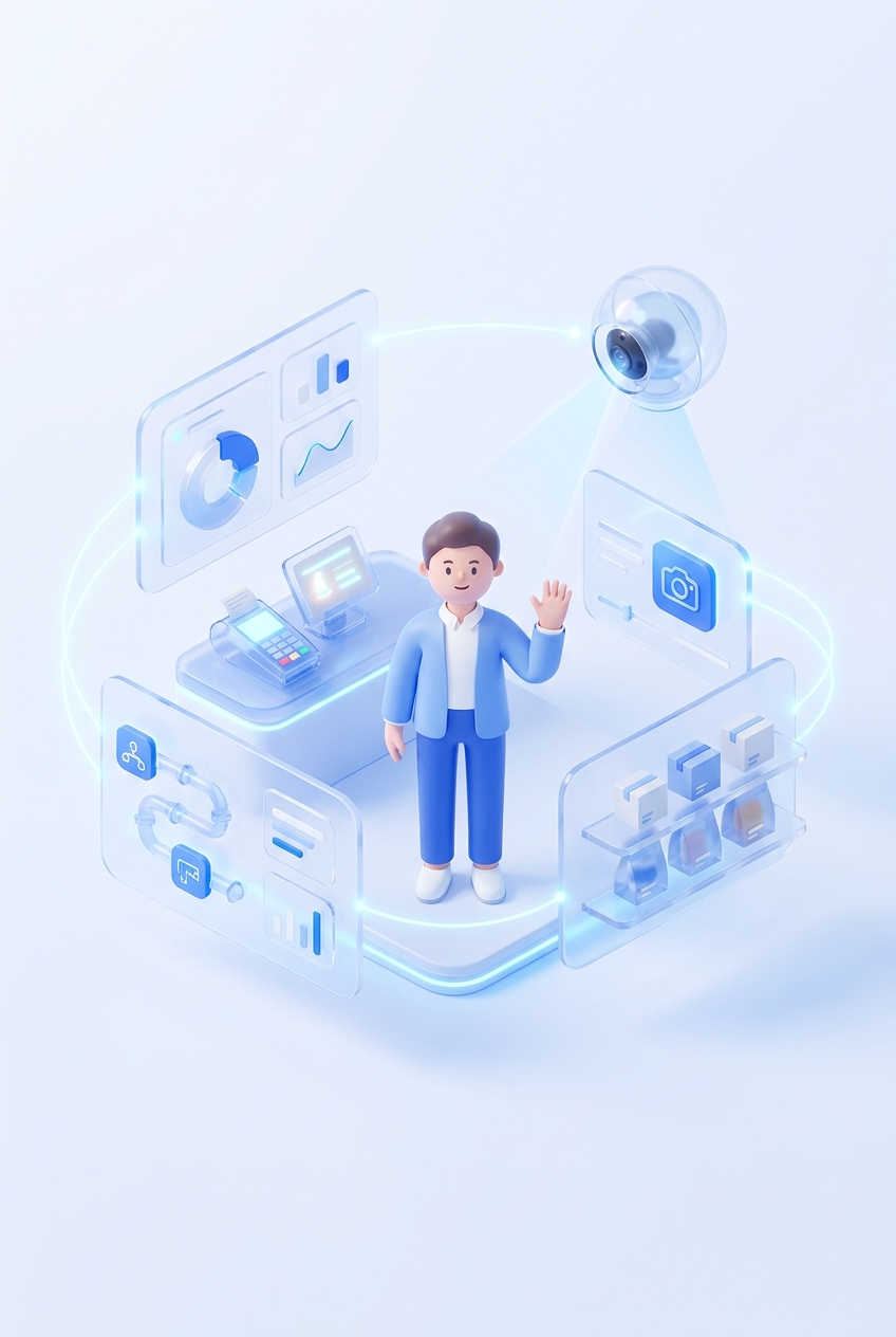 Unified Kardopal platform — sales pipeline, retail counter, inventory, IoT cameras, team chat all connected